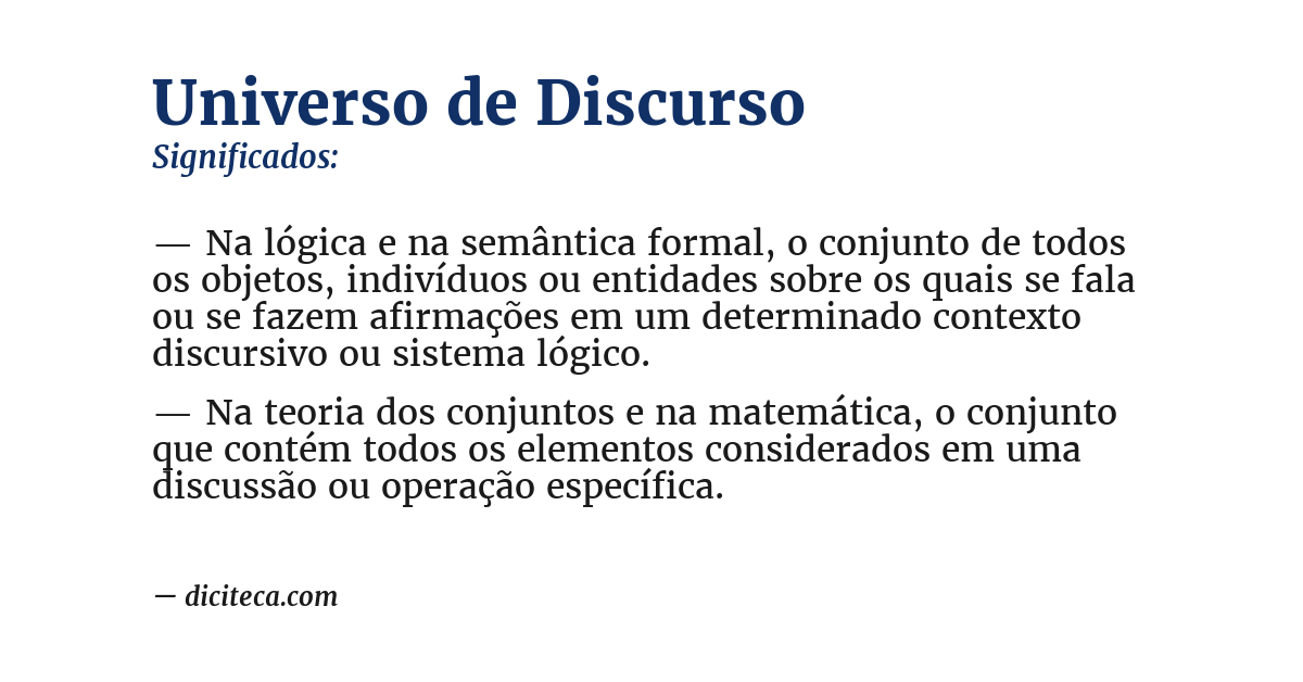 Significado de universo de discurso