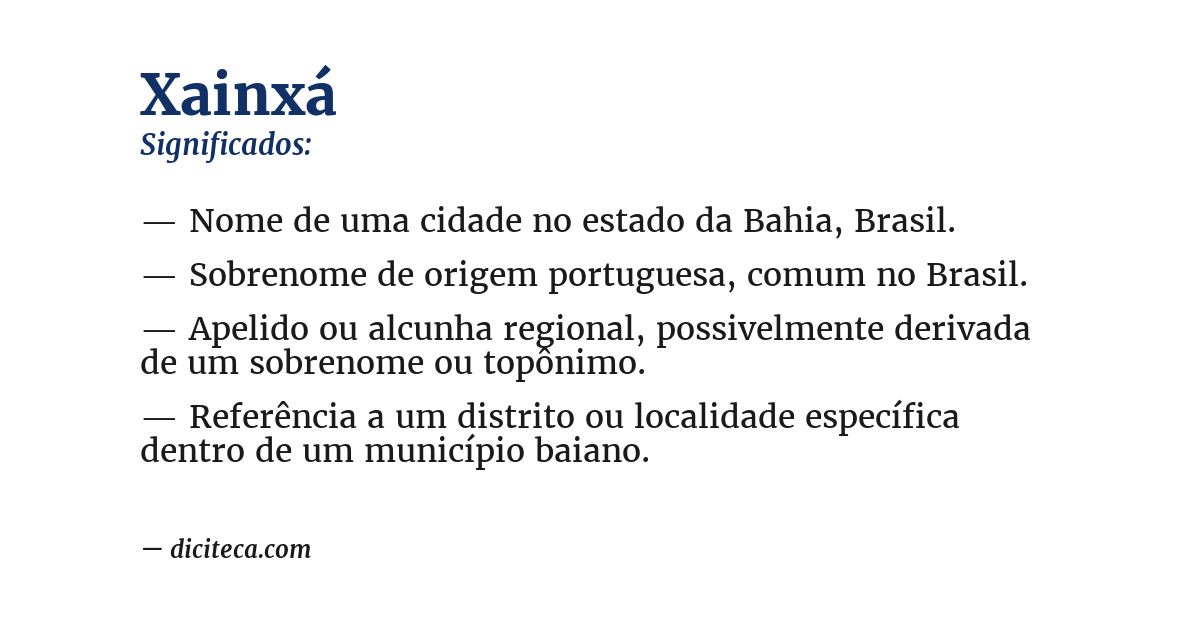 Significado de xainxá