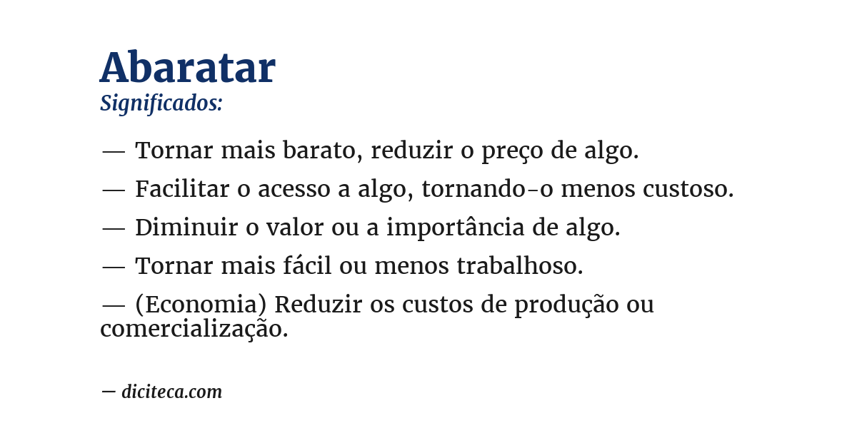 Significado de abaratar