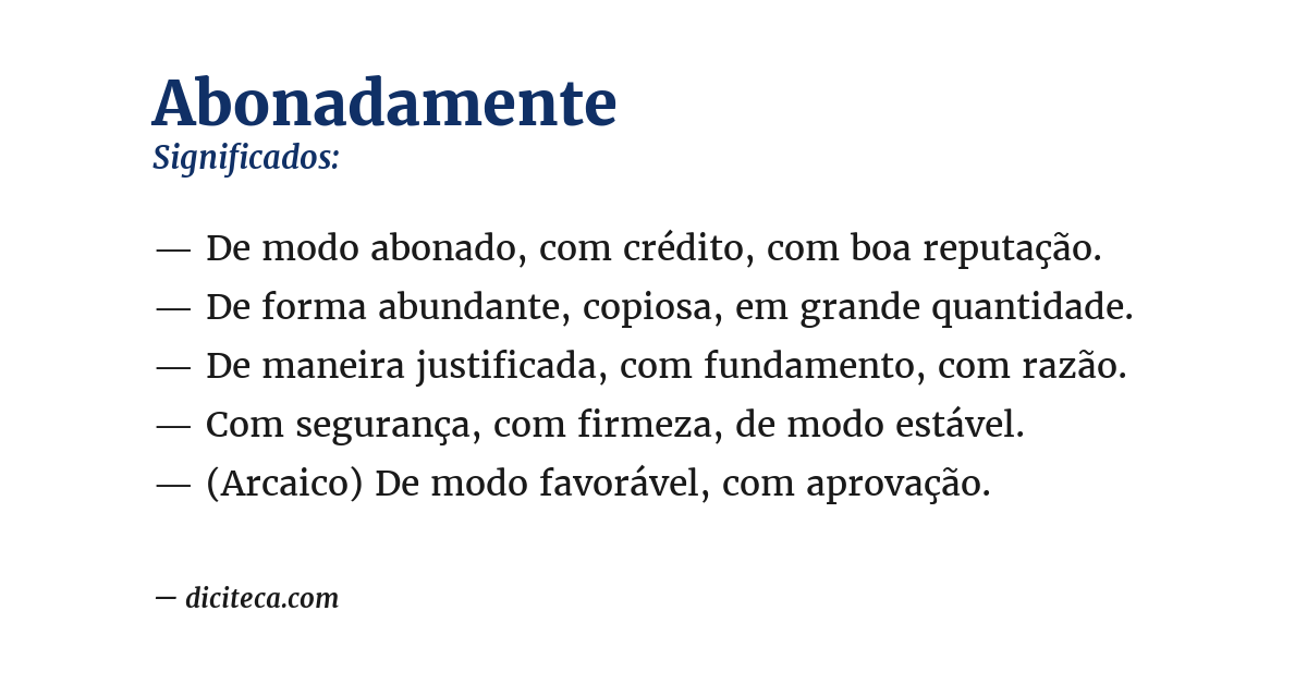 Significado de abonadamente