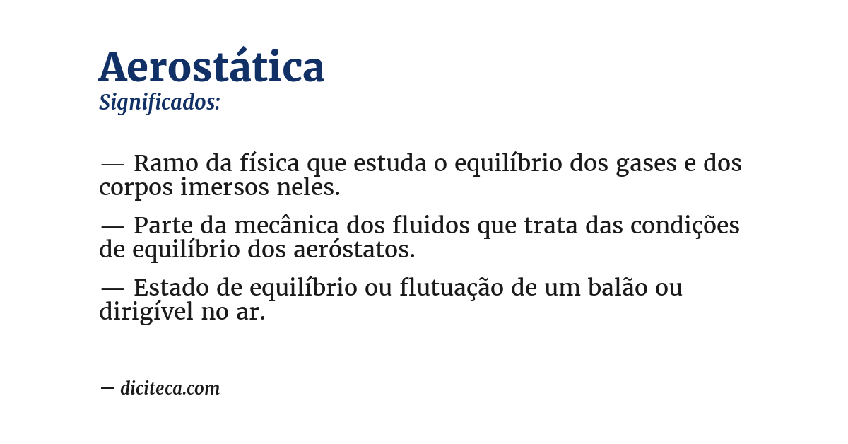 Significado de aerostática