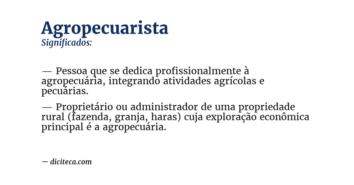 Significado de agropecuarista