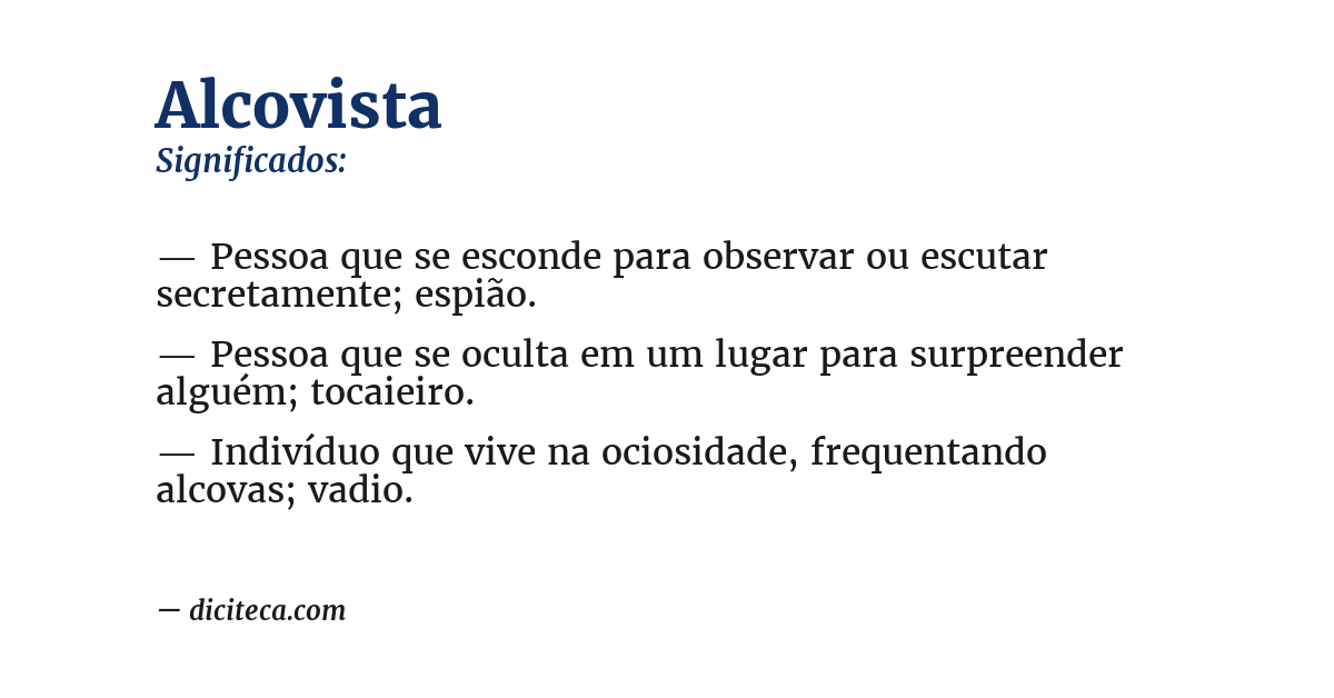 Significado de alcovista