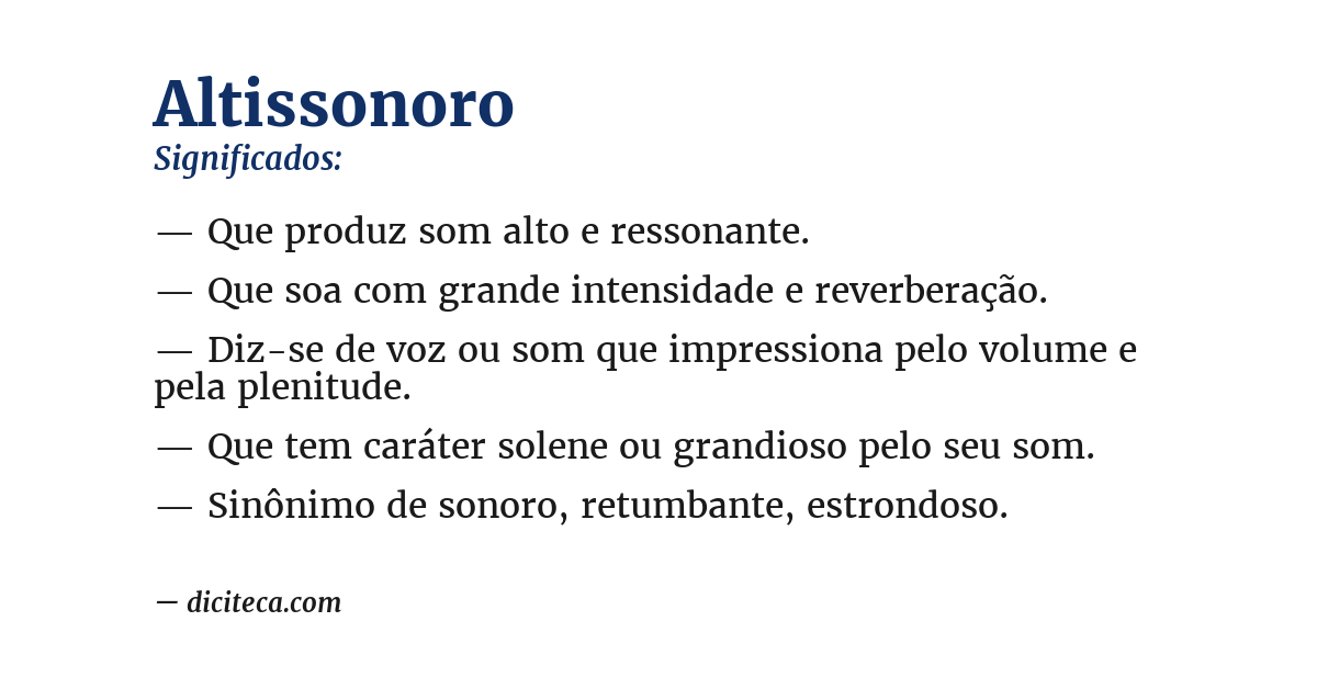 Significado de altissonoro
