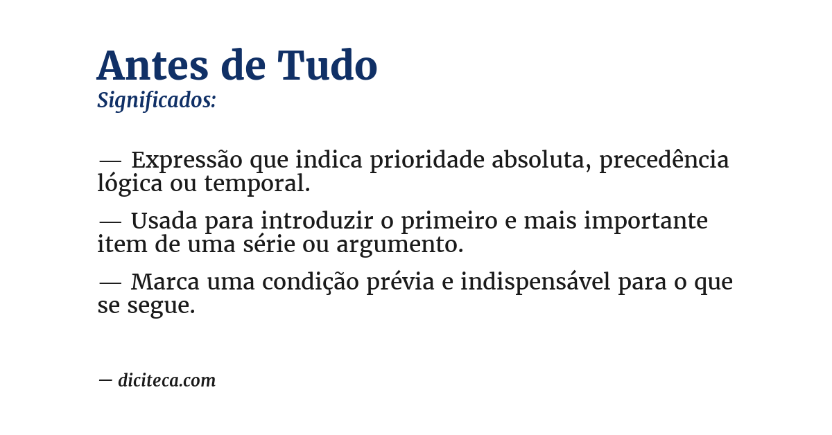 Significado de antes de tudo