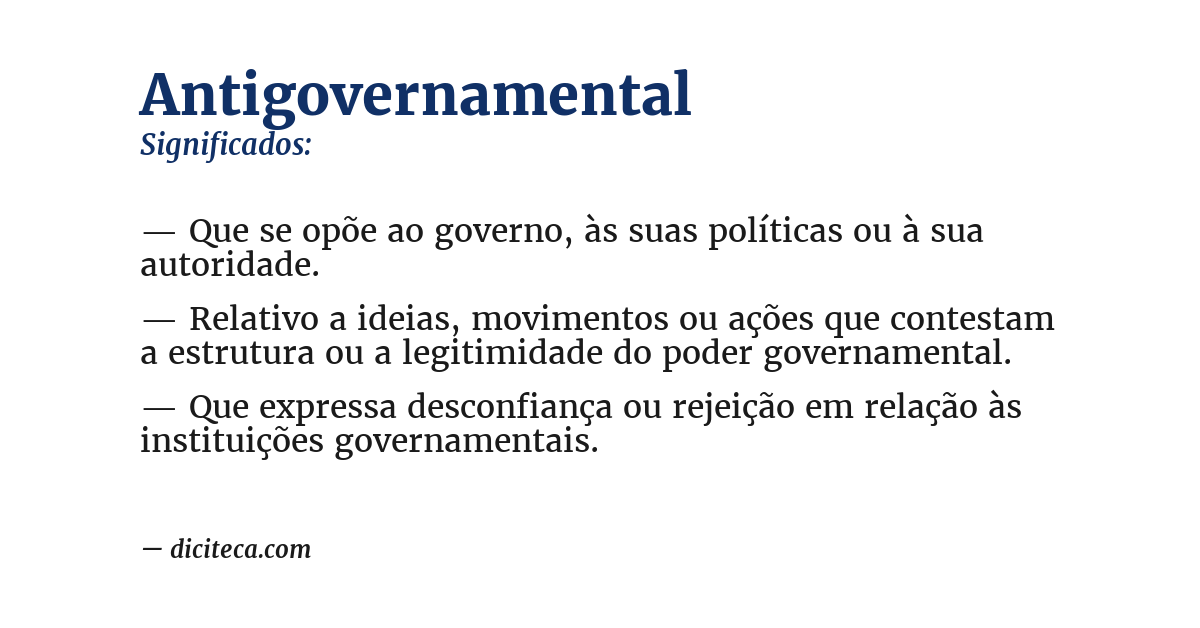 Significado de antigovernamental