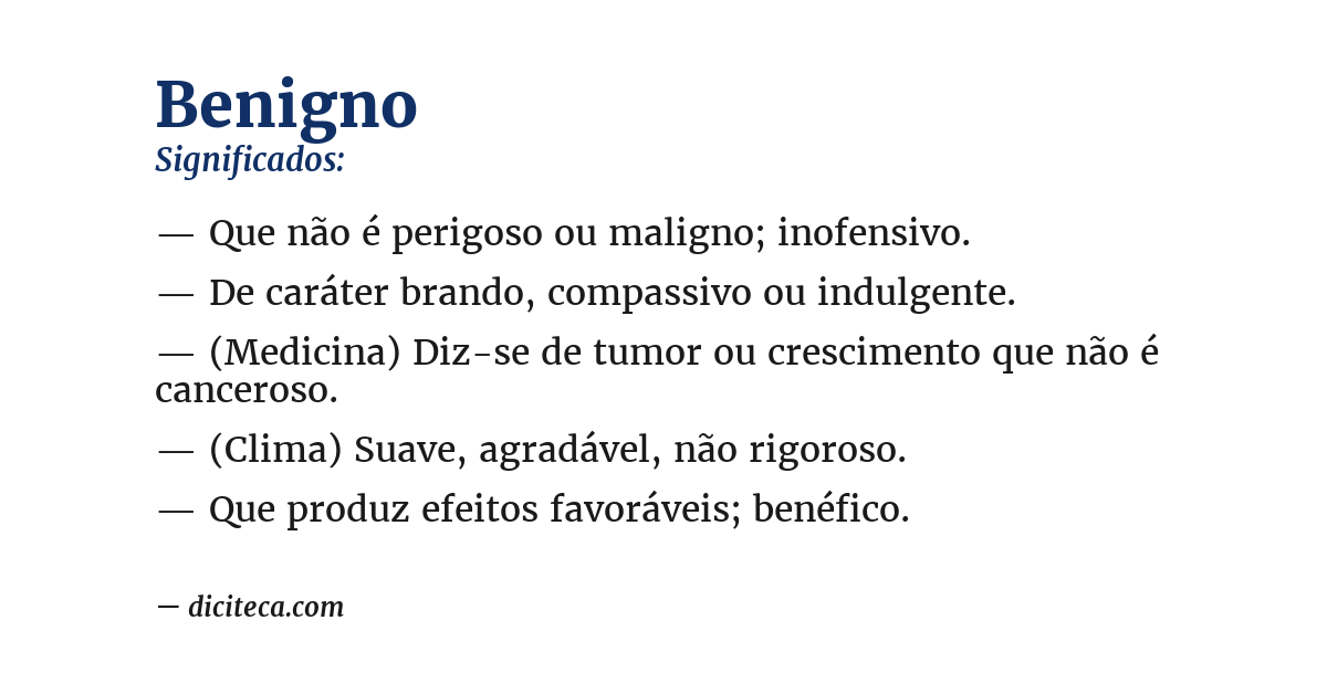 Significado de benigno