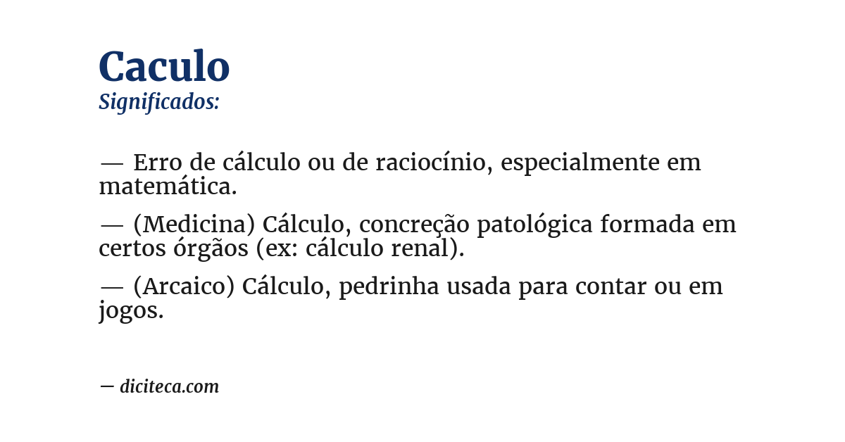 Significado de caculo