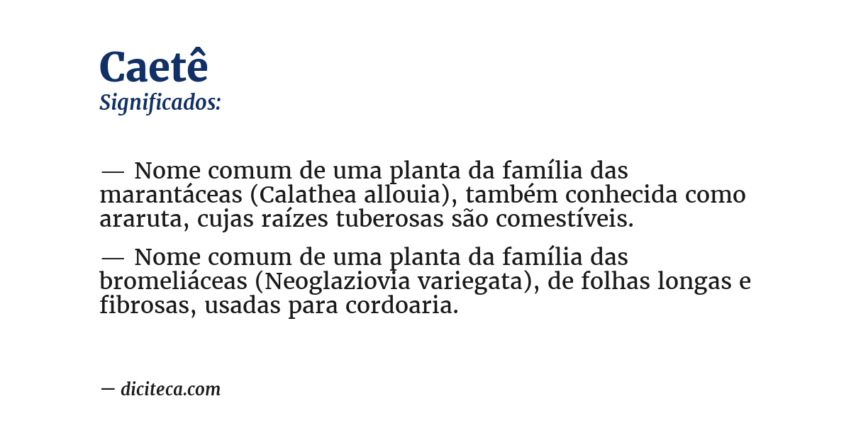Significado de caetê