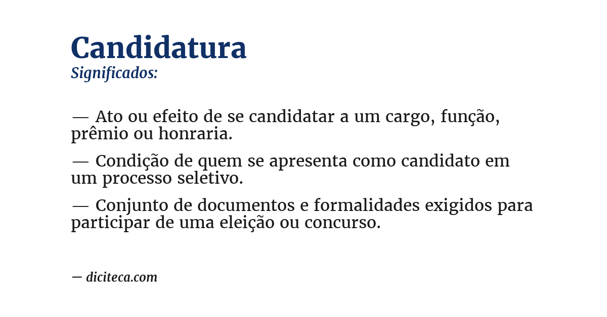 Significado de candidatura