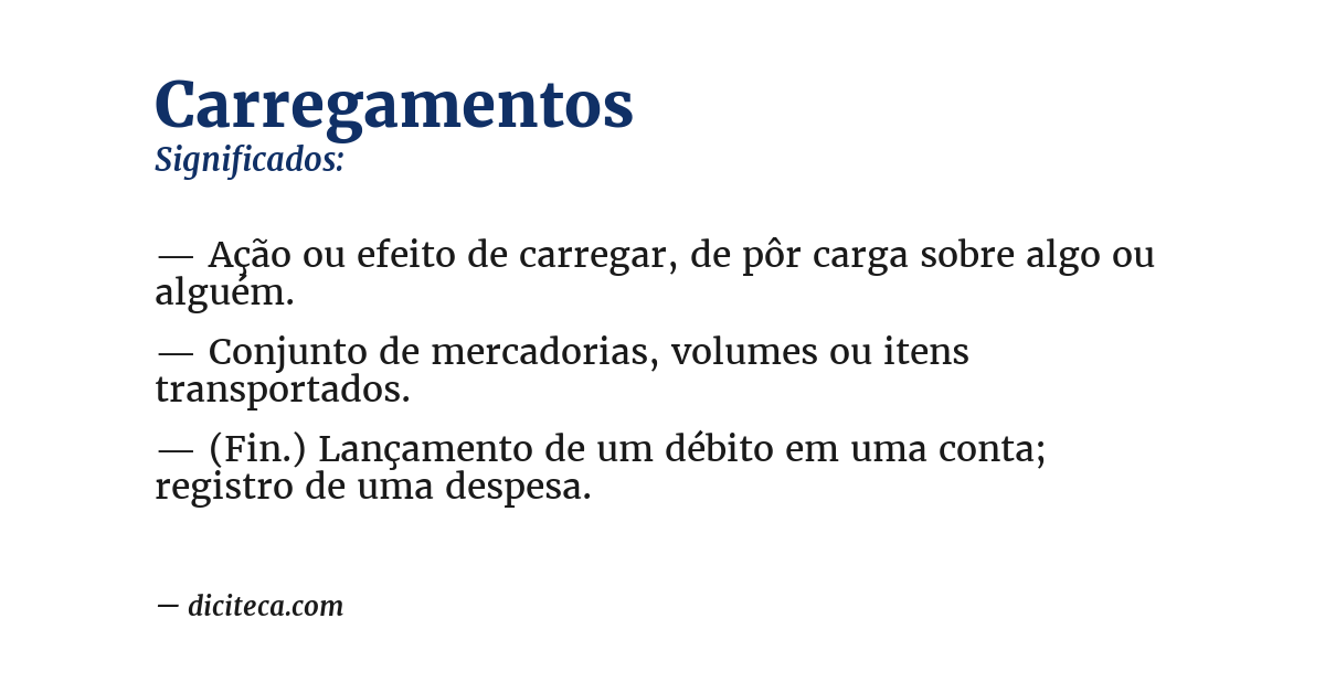 Significado de carregamentos