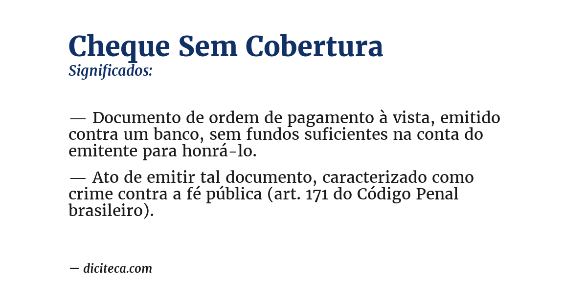 Significado de cheque sem cobertura