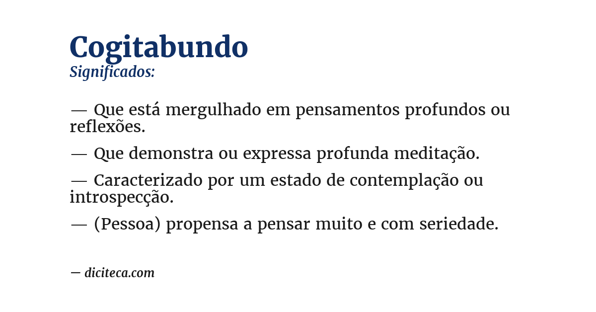Significado de cogitabundo