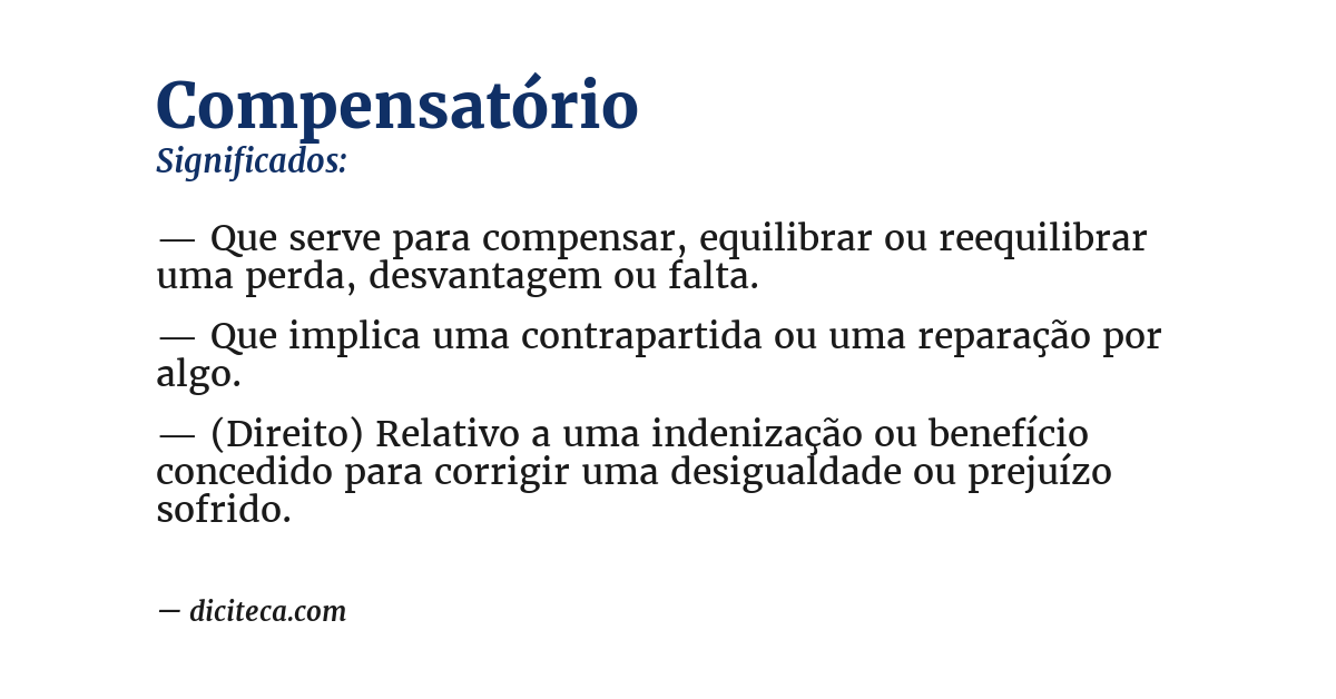 Significado de compensatório