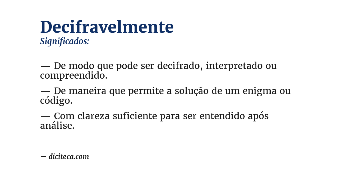 Significado de decifravelmente