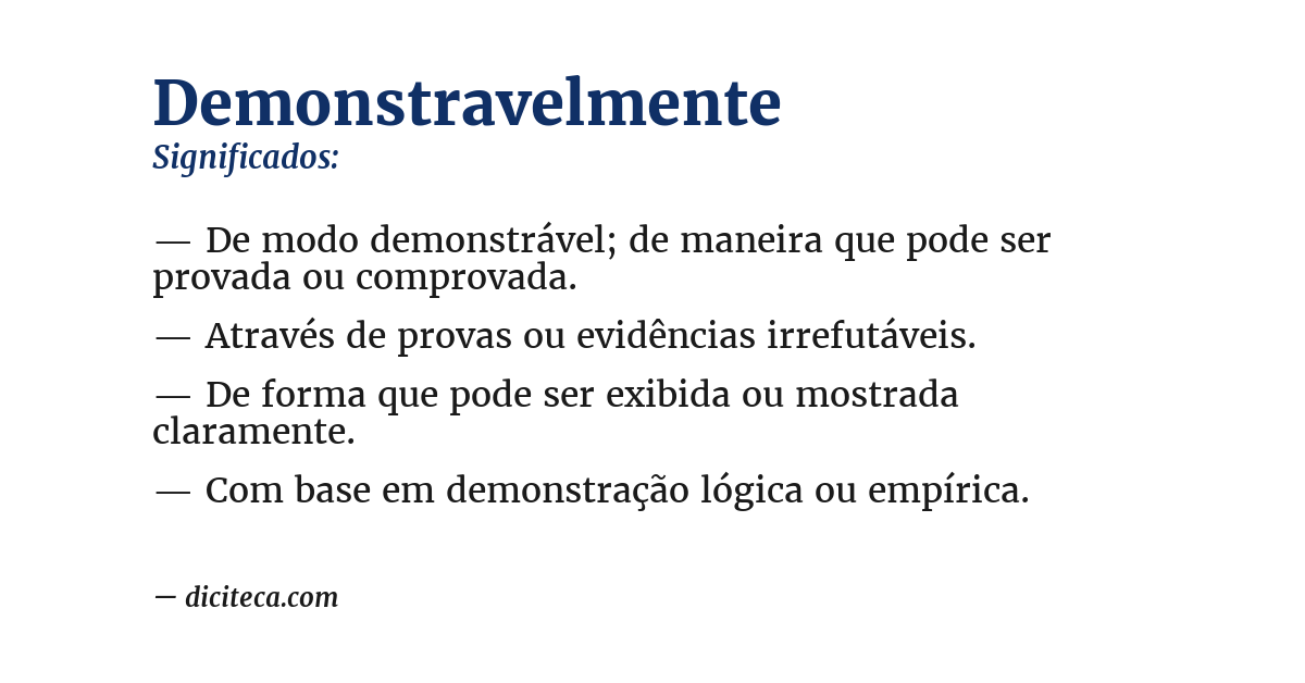 Significado de demonstravelmente