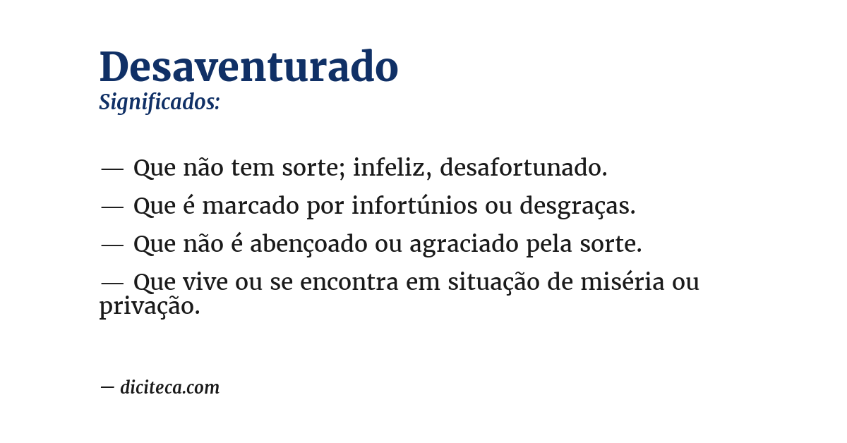 Significado de desaventurado