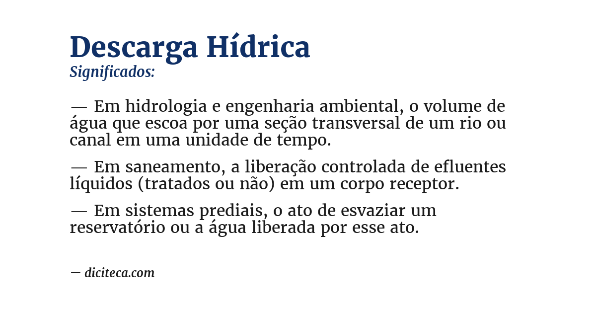 Significado de descarga hídrica