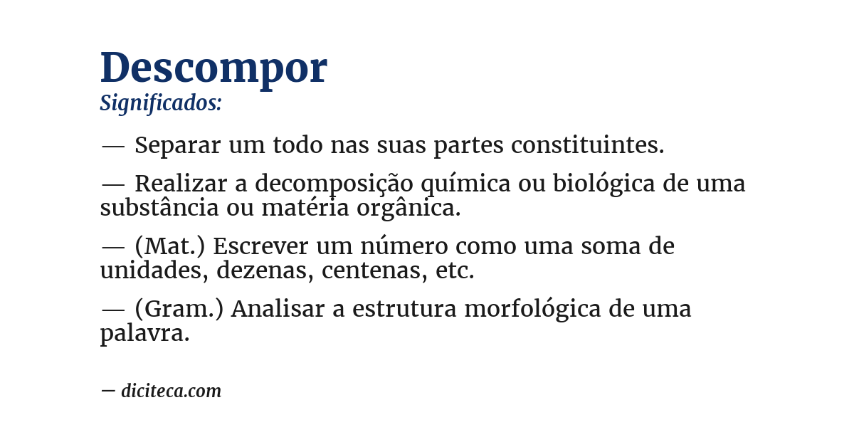 Significado de descompor
