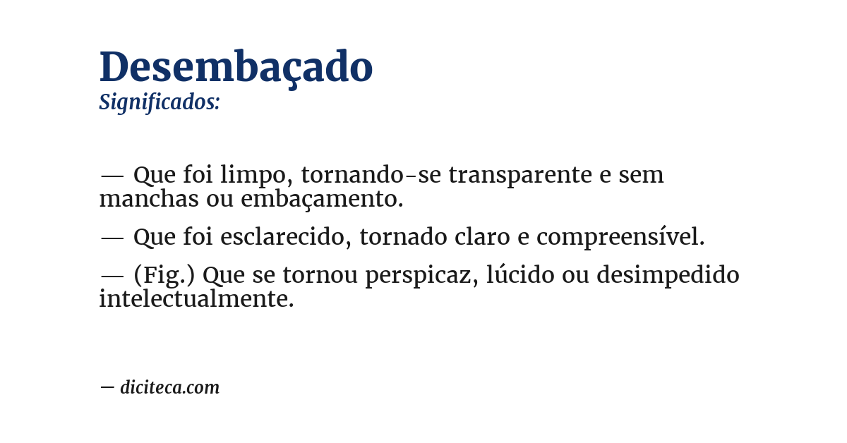 Significado de desembaçado