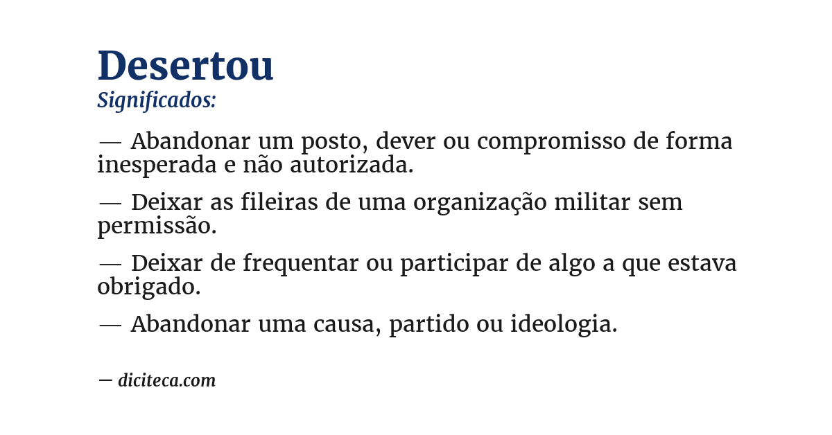 Significado de desertou