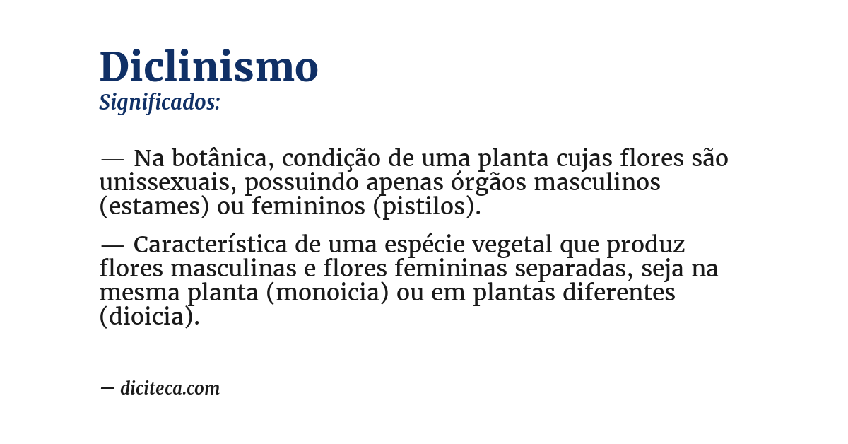 Significado de diclinismo