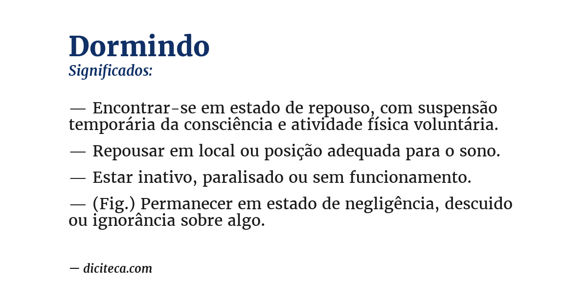 Significado de dormindo