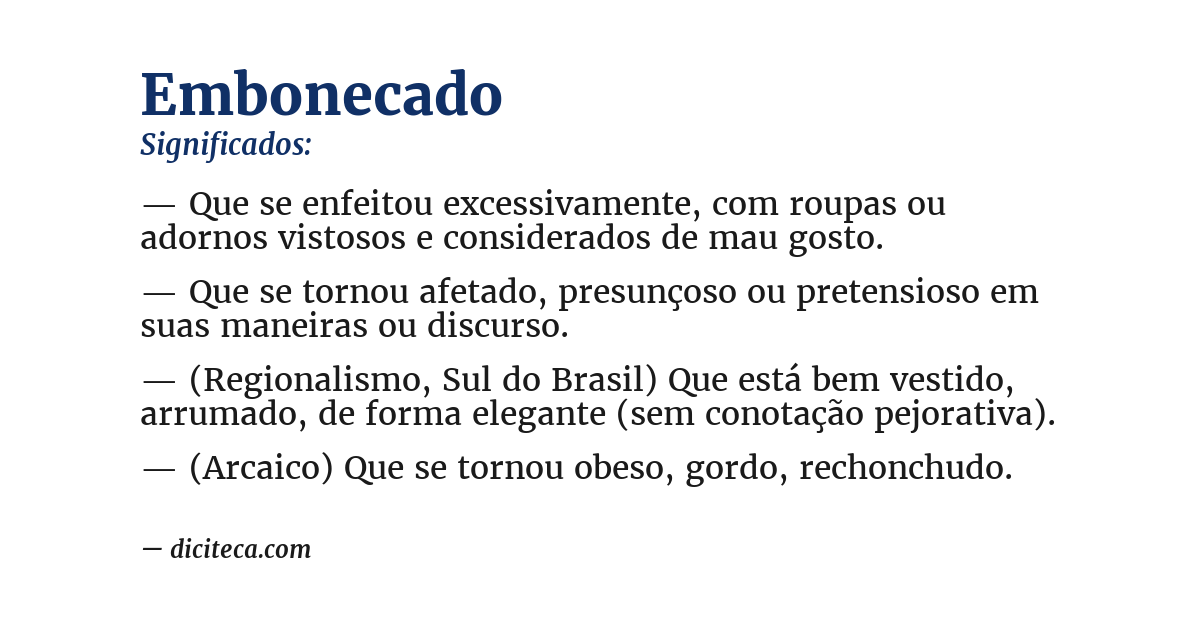 Significado de embonecado