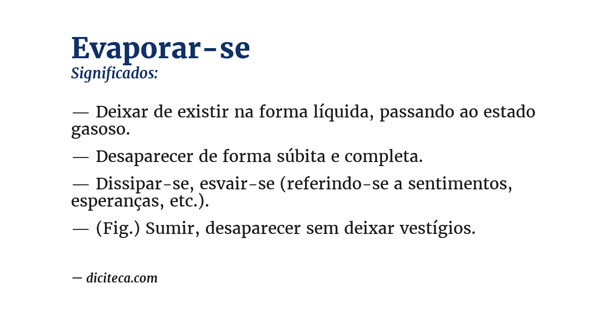 Significado de evaporar-se
