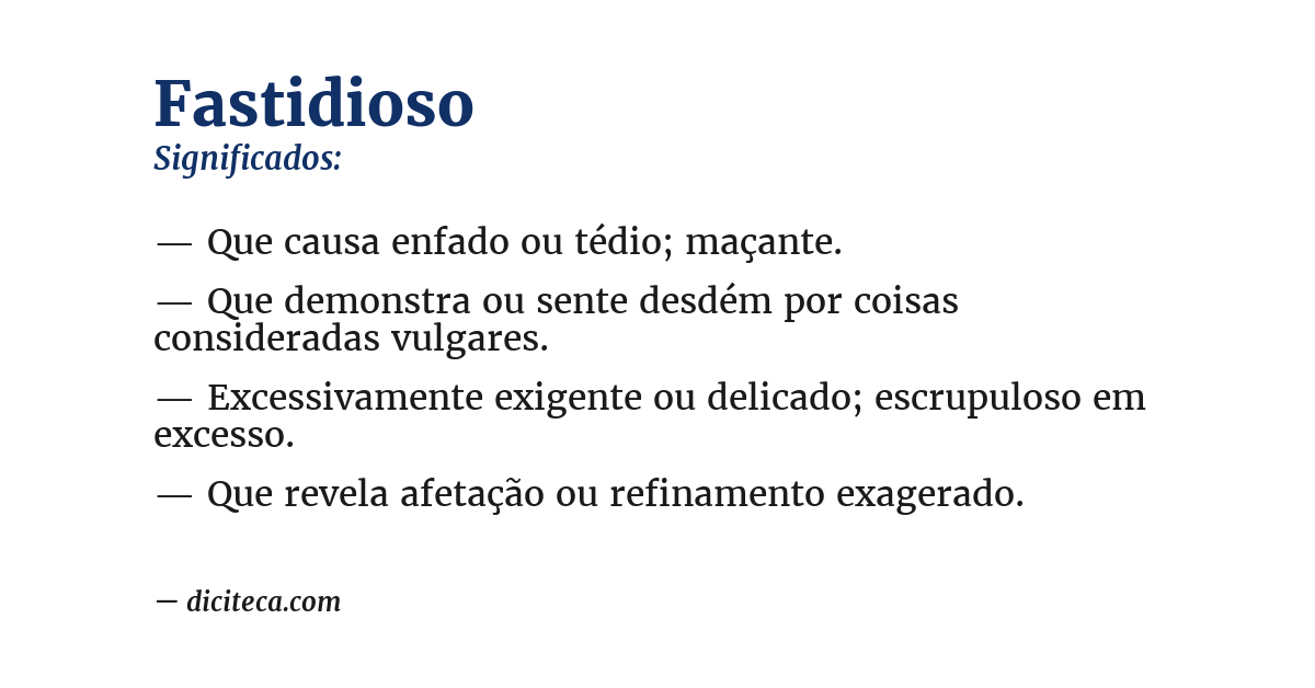 Significado de fastidioso