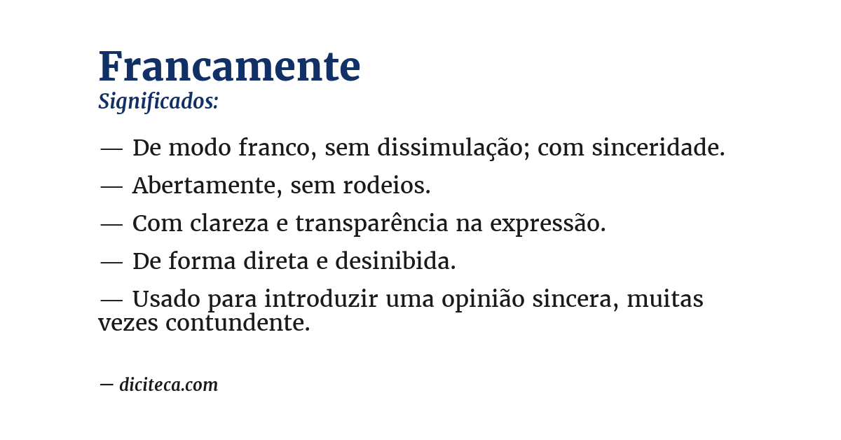 Significado de francamente
