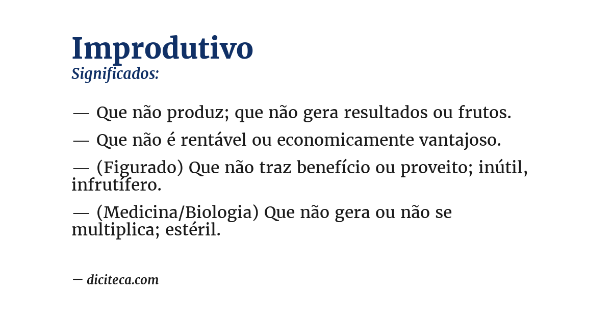 Significado de improdutivo