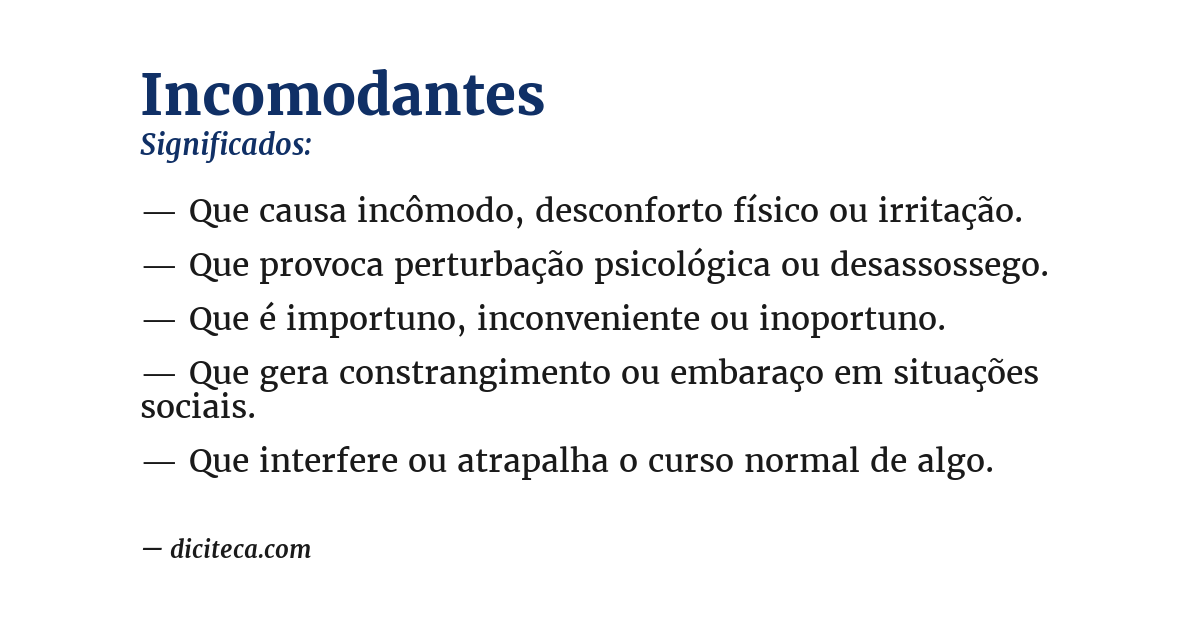 Significado de incomodantes