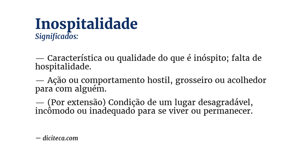 Significado de inospitalidade