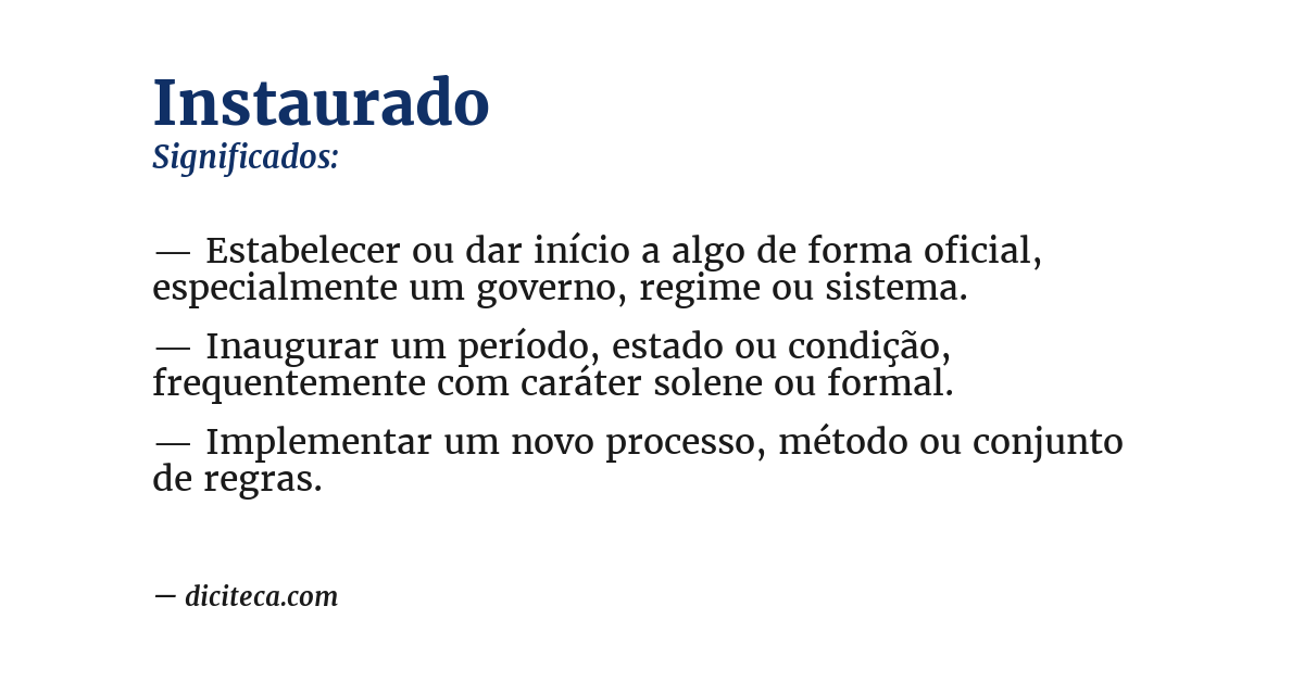 Significado de instaurado
