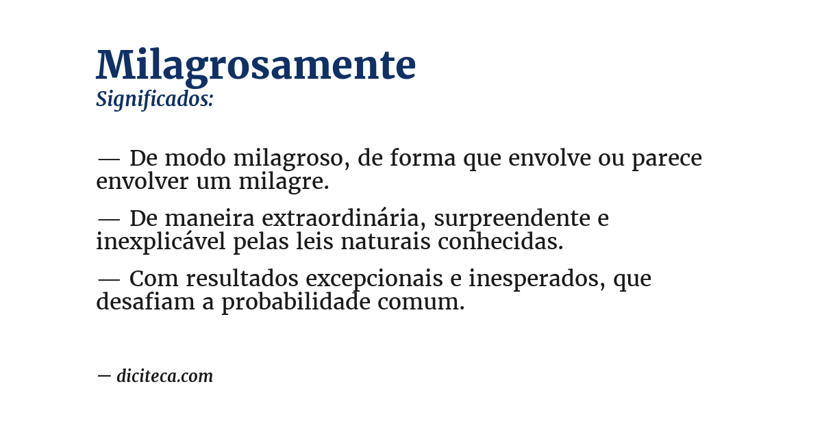 Significado de milagrosamente
