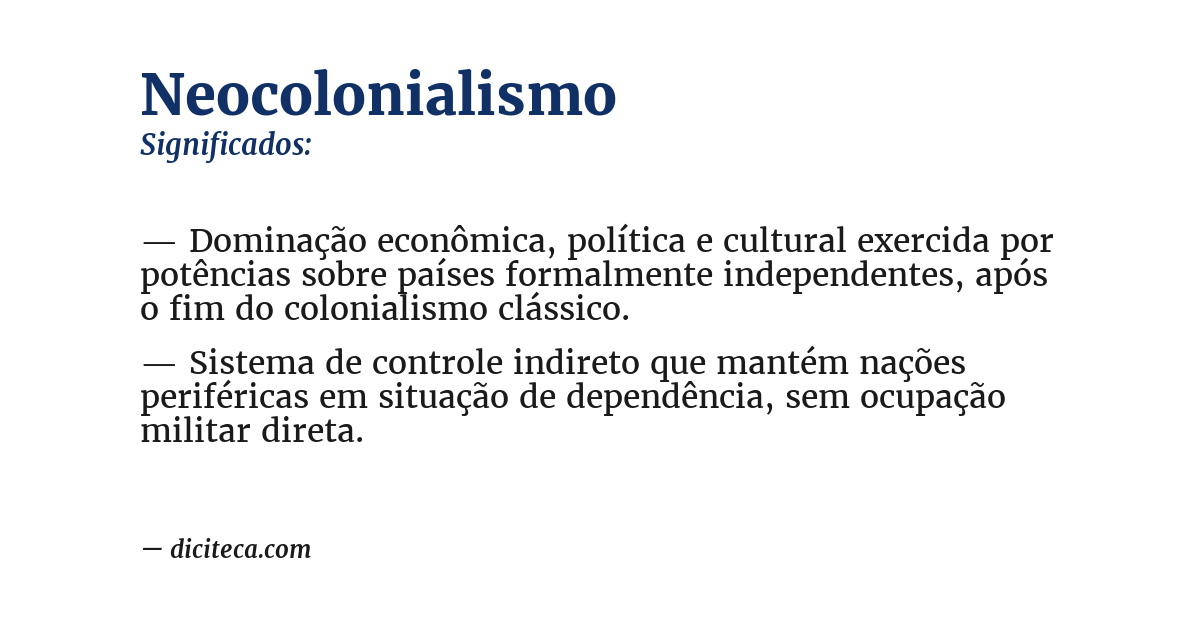 Significado de neocolonialismo