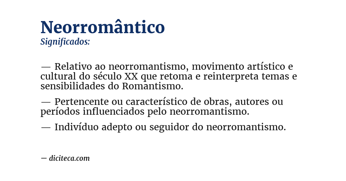 Significado de neorromântico