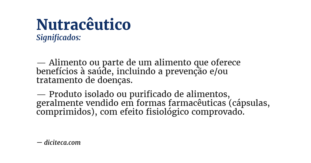 Significado de nutracêutico