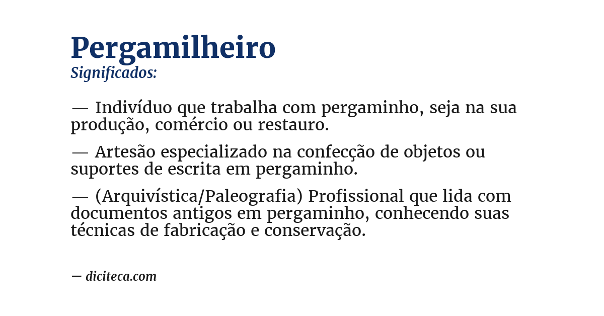 Significado de pergamilheiro
