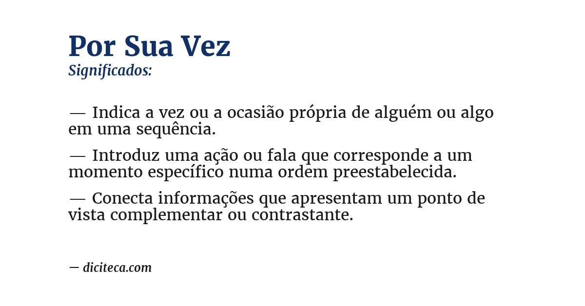 Significado de por sua vez