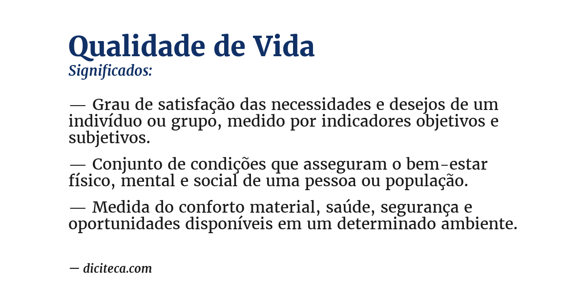 Significado de qualidade de vida