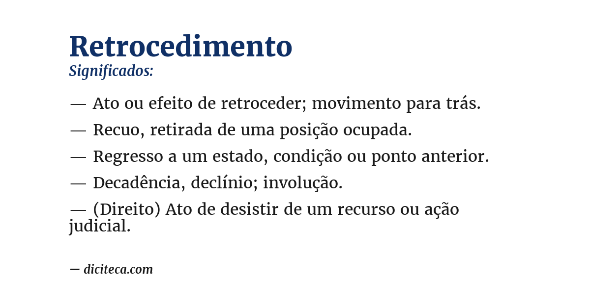 Significado de retrocedimento