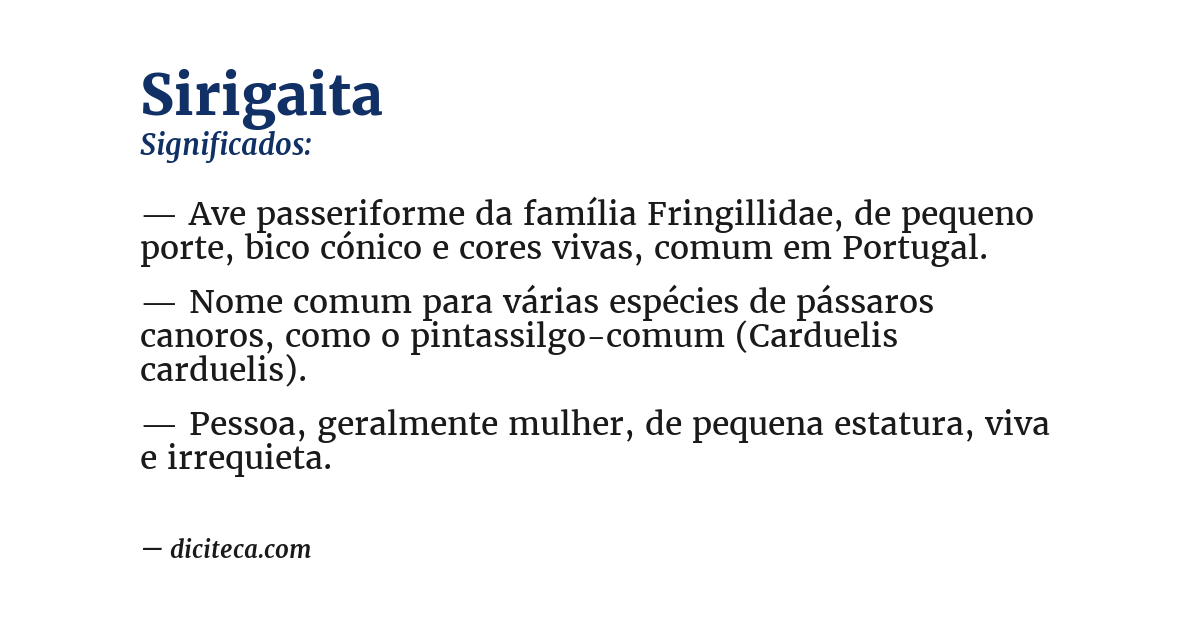 Significado de sirigaita