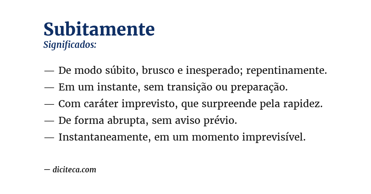 Significado de subitamente