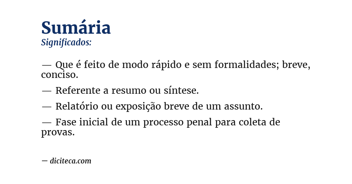 Significado de sumária