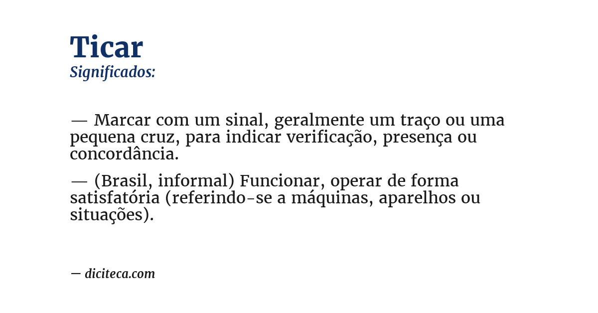 Significado de ticar