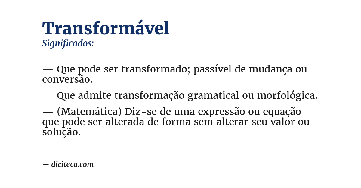 Significado de transformável