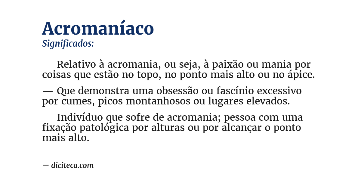 Significado de acromaníaco
