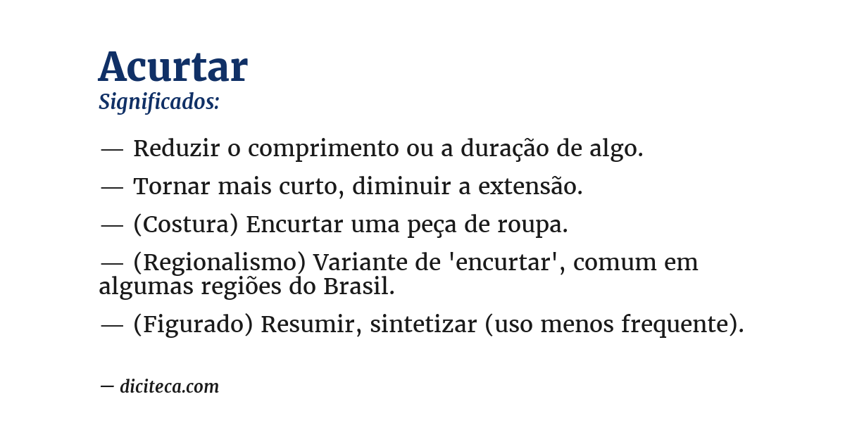 Significado de acurtar